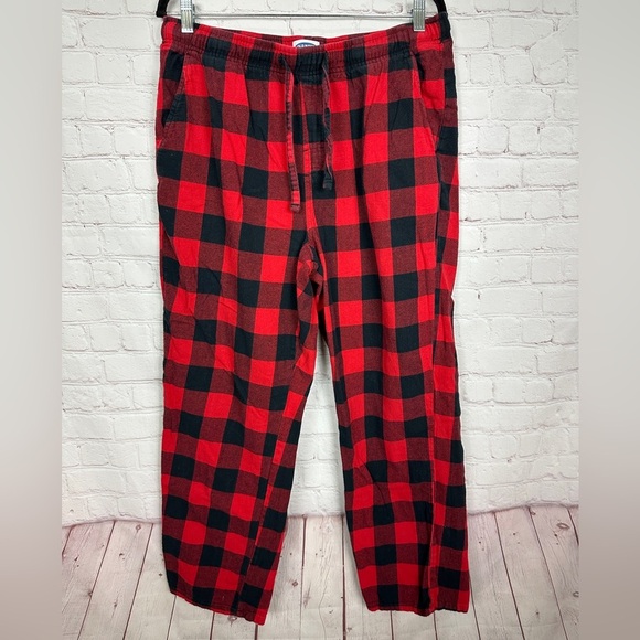Old Navy red‎ buffalo plaid Flannel Pajama Sleep Lounge Pants Sz L - Picture 1 of 4